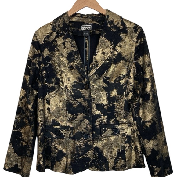 Black & Gold Dressy Stretch Dinner Jacket Blazer, Size Large - Picture 13 of 13